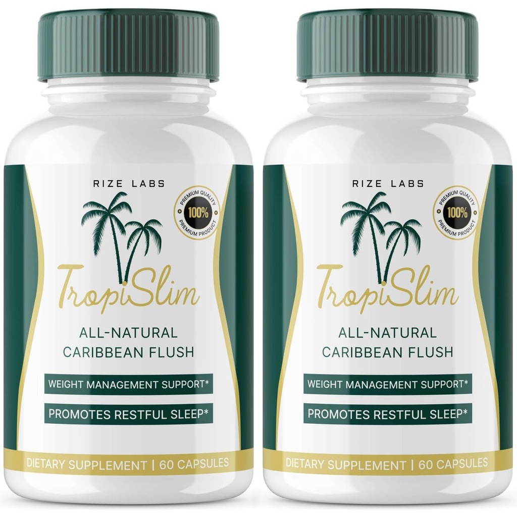 (官方2Pack) 特罗皮斯林,特罗皮斯林全天然加勒比花序,重量损失补编,特罗皮斯林女性短毛帽,健康生活方式+Leaner Physique,热带评论(120 Capsules)