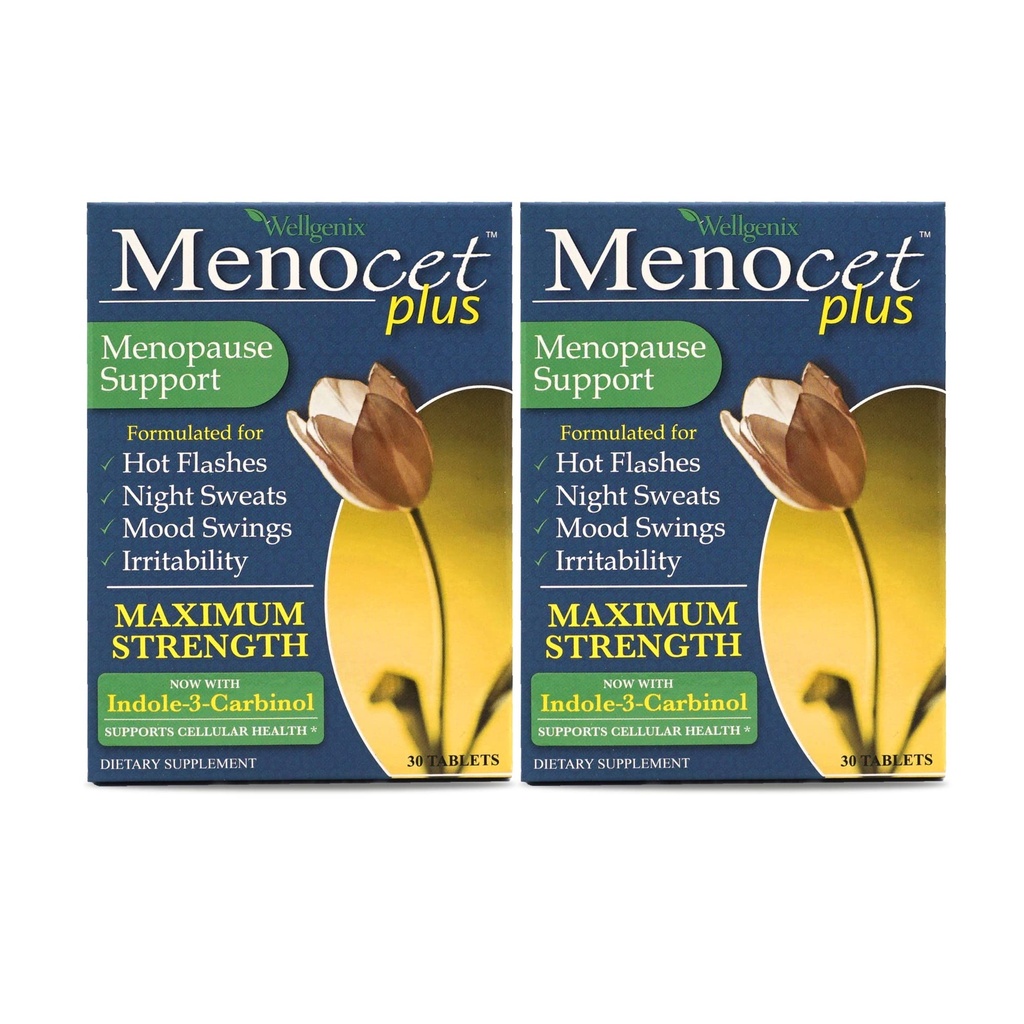 Wellgenix Menocet Plus Menopause 支持 - All-in-One Menopause 补充 - Daily Relief 女性护理 - Hot Flashes, Night Sweats, Mood Swings & Iritibility - 30 平板电脑 (Pack of 2)