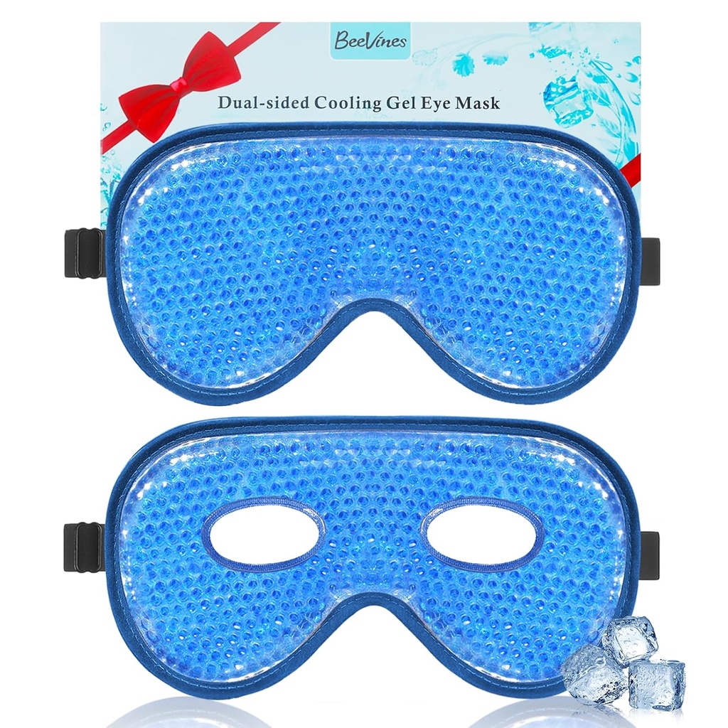 蜜蜂冷却眼罩,2 Pack XL Jumbo 大小冷冻器 Gel 眼罩用于Puffy Eye Face,冰眼面具,冷热压缩,冰冰包用于后眼外科和过敏(Navy Blue)