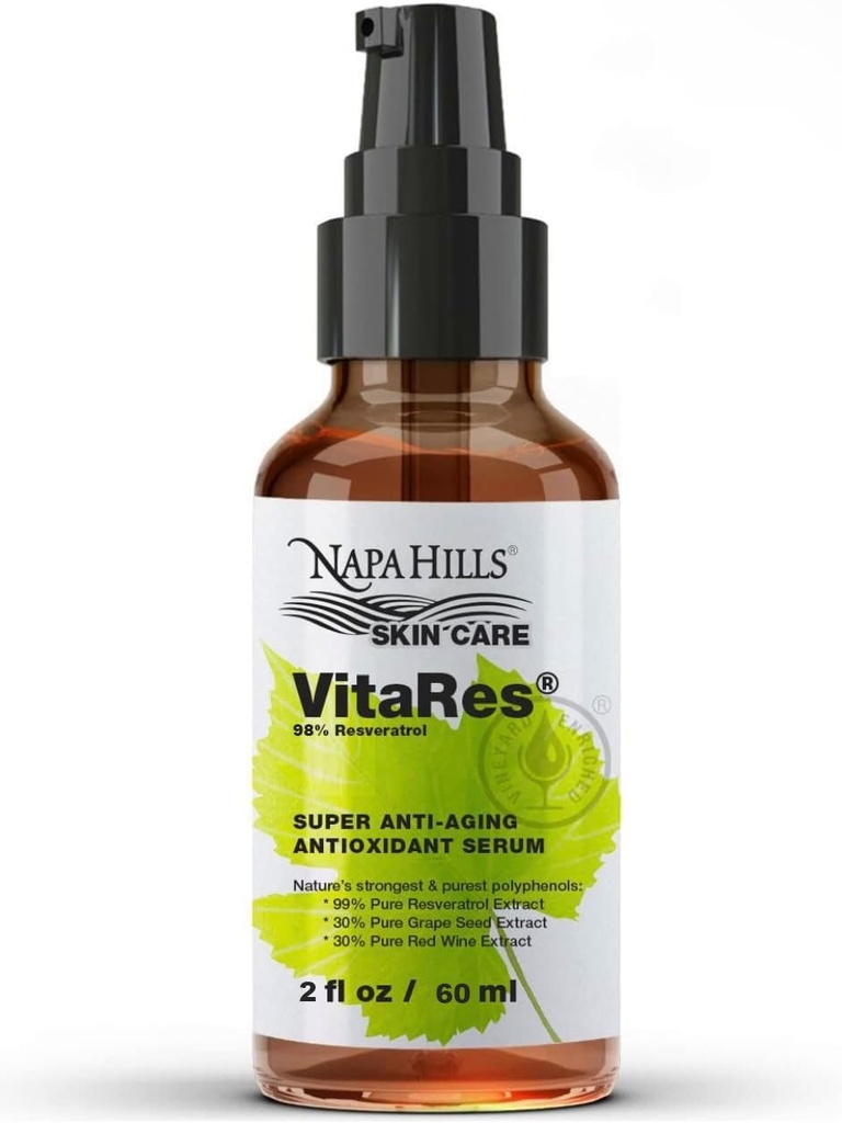 液态VitaRes resveratrol 滴水皮肤 - 超集中,自然,高级生物利用率 - 葡萄皮,葡萄种子,resveratrol (2 Fl Oz,98%强)