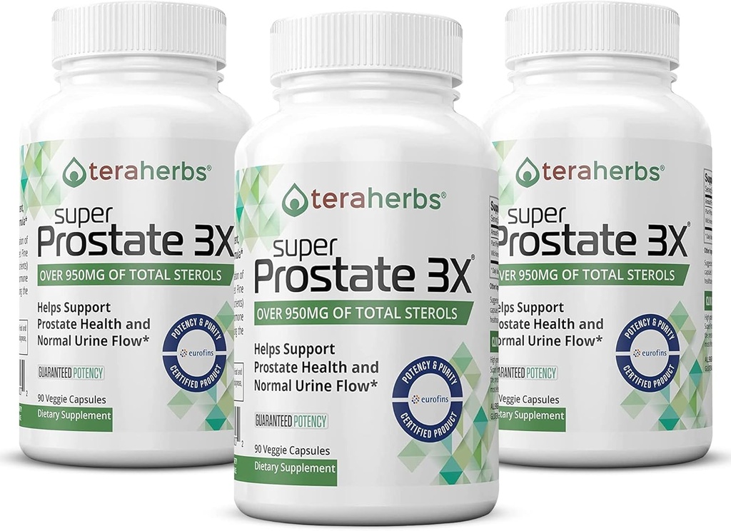 Tera Herbs 超级前列腺3X - Bladder Control,Hormone 平衡与支持 扩展前列腺和频繁尿液 - 男性前列腺补充剂 w/Beta Sitosterol not Saw Palmetto (3 Pack)