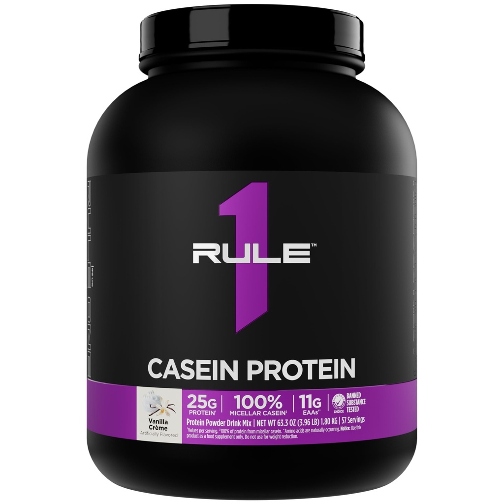 规则1 Casein蛋白 - 25g 蛋白质和11g EAAs Pervice from Slow-Release Micellar casein for over night Recover and sublished Protein (4英镑*, Vanilla Crème) 餐饮间晚间恢复和持续交付