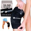 ActiveWrap - Knee Ice Pack Crap with Compression, 2 可重复使用的Gel Heat & Cold Packs for Knee Pain, Sore Legs & Shin Sprints. 膝盖疼痛(英语:Knee Packs), 脚痛(英语:Sore Legs & Shin Sprints), 膝盖疼痛(英语:Knee Pain)和脚痛(英语:Shin Sprints)的冰块包装. 伤害和居住控制和联合支助的灵活冷包----一个尺寸最适合