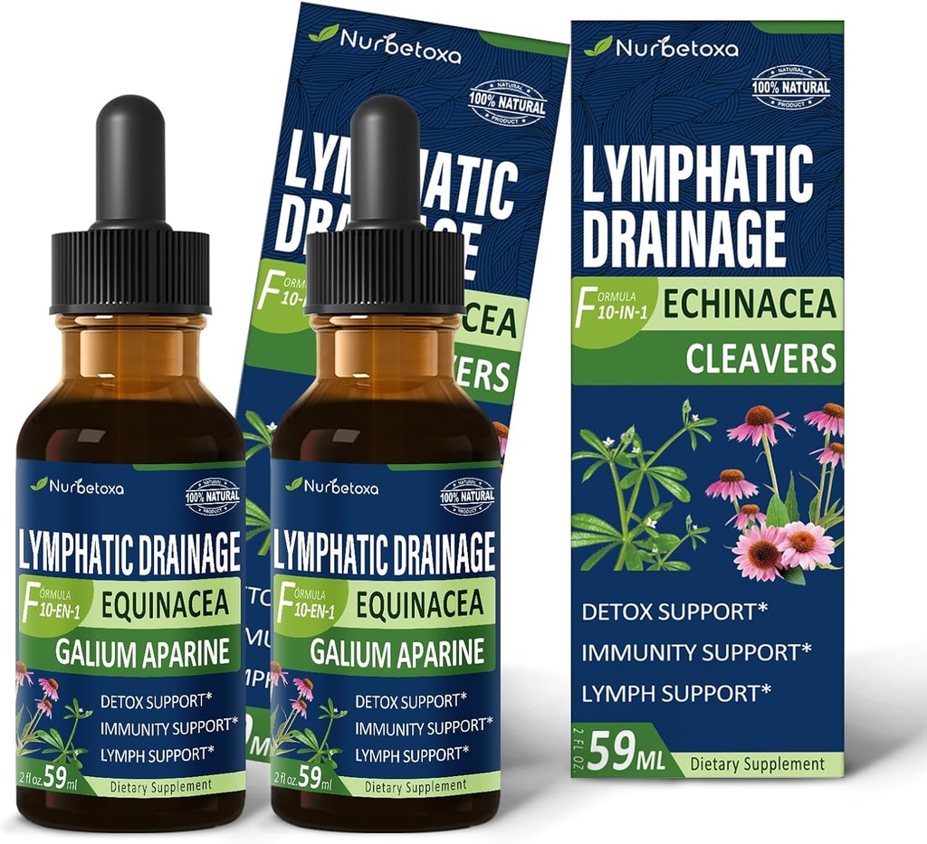 Cleavers Lymphatic Draugage Drops, Gotas de Equinacea y Diente de Leon para Drenaje Linfatico, 淋巴支架与Echinacea, 使用按摩工具。 4oz