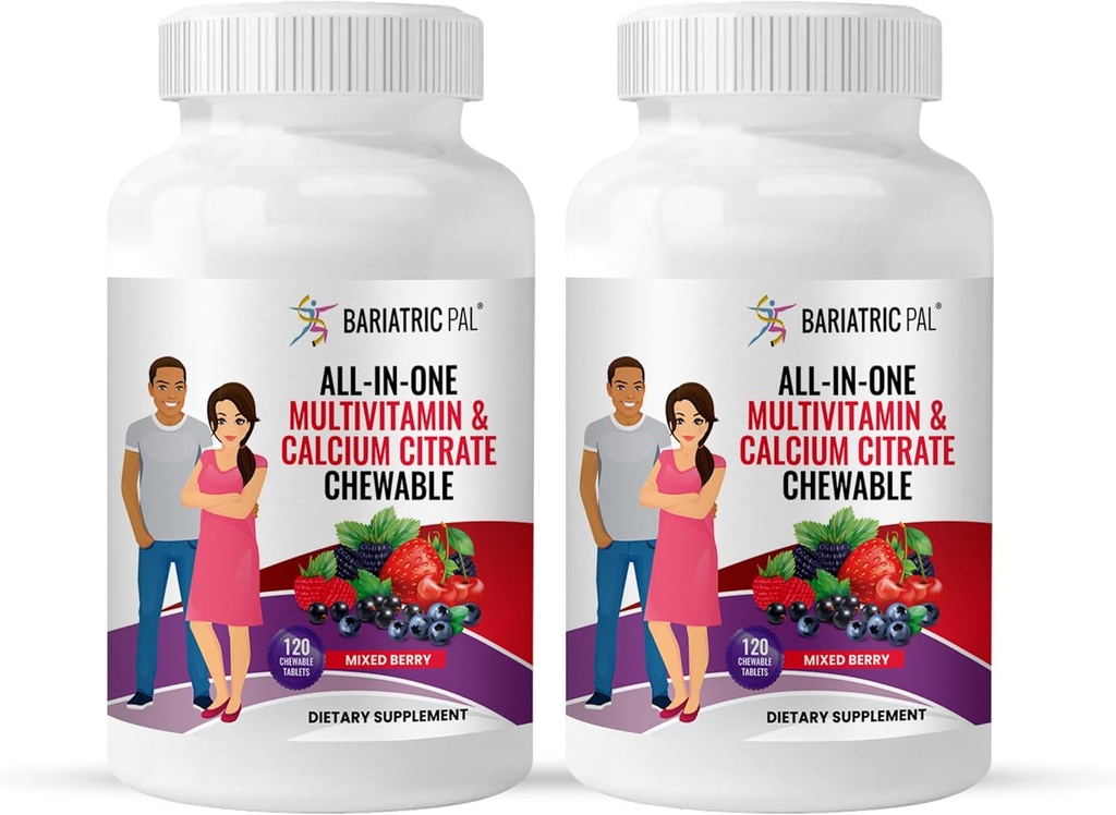 BariatricPal 全天候 含钙的多维他明 Citrate & Iron - 混合莓(60天供应)