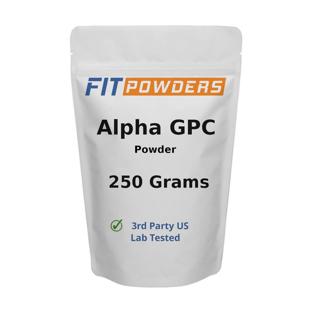 Alpha-GPC 粉末250格拉姆,非GMO Alpha GPC 补充 Choline 粉末,Vegan,第三方测试,预研,记忆和焦点,与Scoop