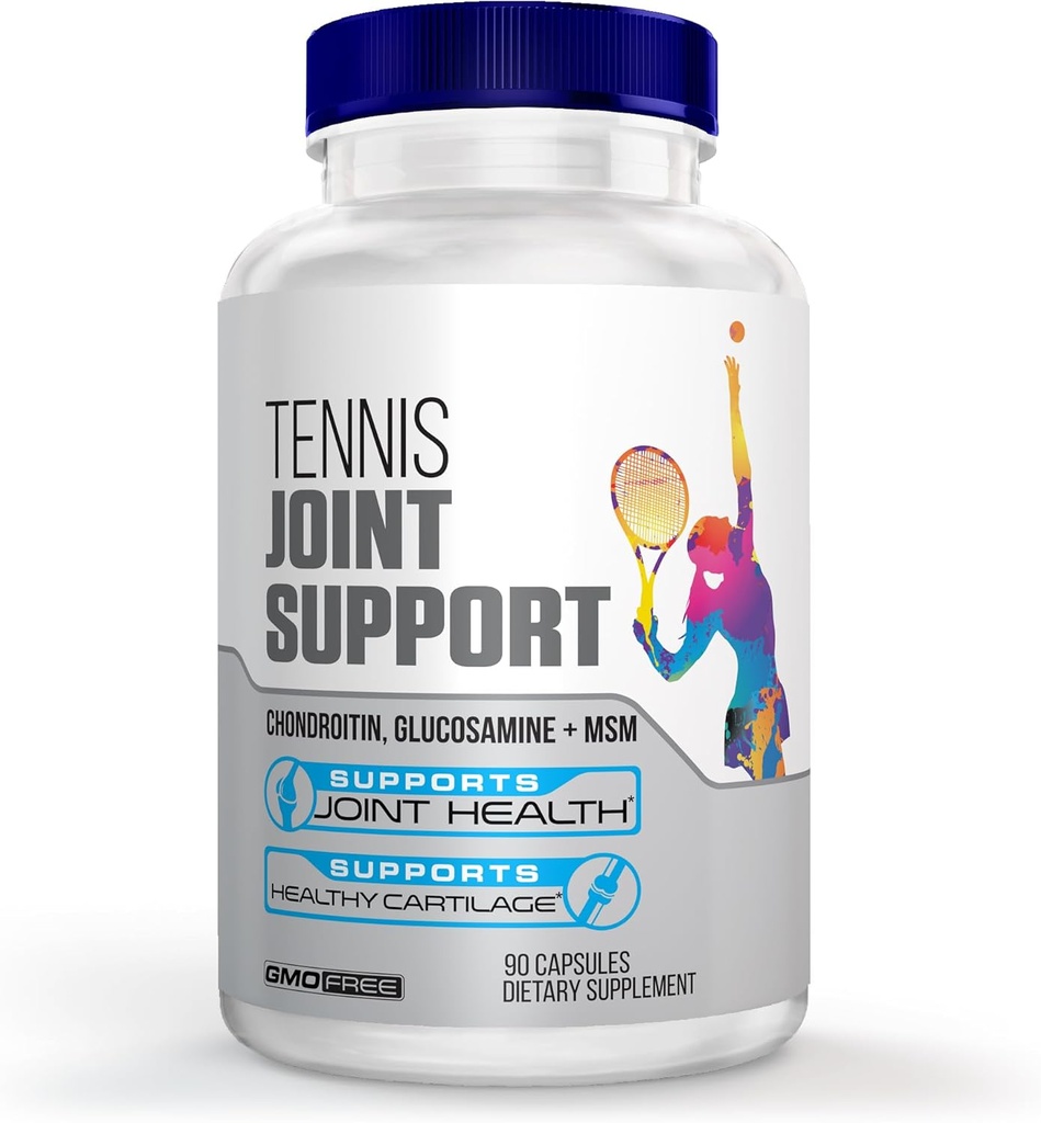 网球联合支持补编 - 健康膝盖,后背,卡蒂拉奇,和联赛 - Glucosamine Chondroitin MSM - GMP认证网球补充和对运动员的联合支持 - 90 Capsules