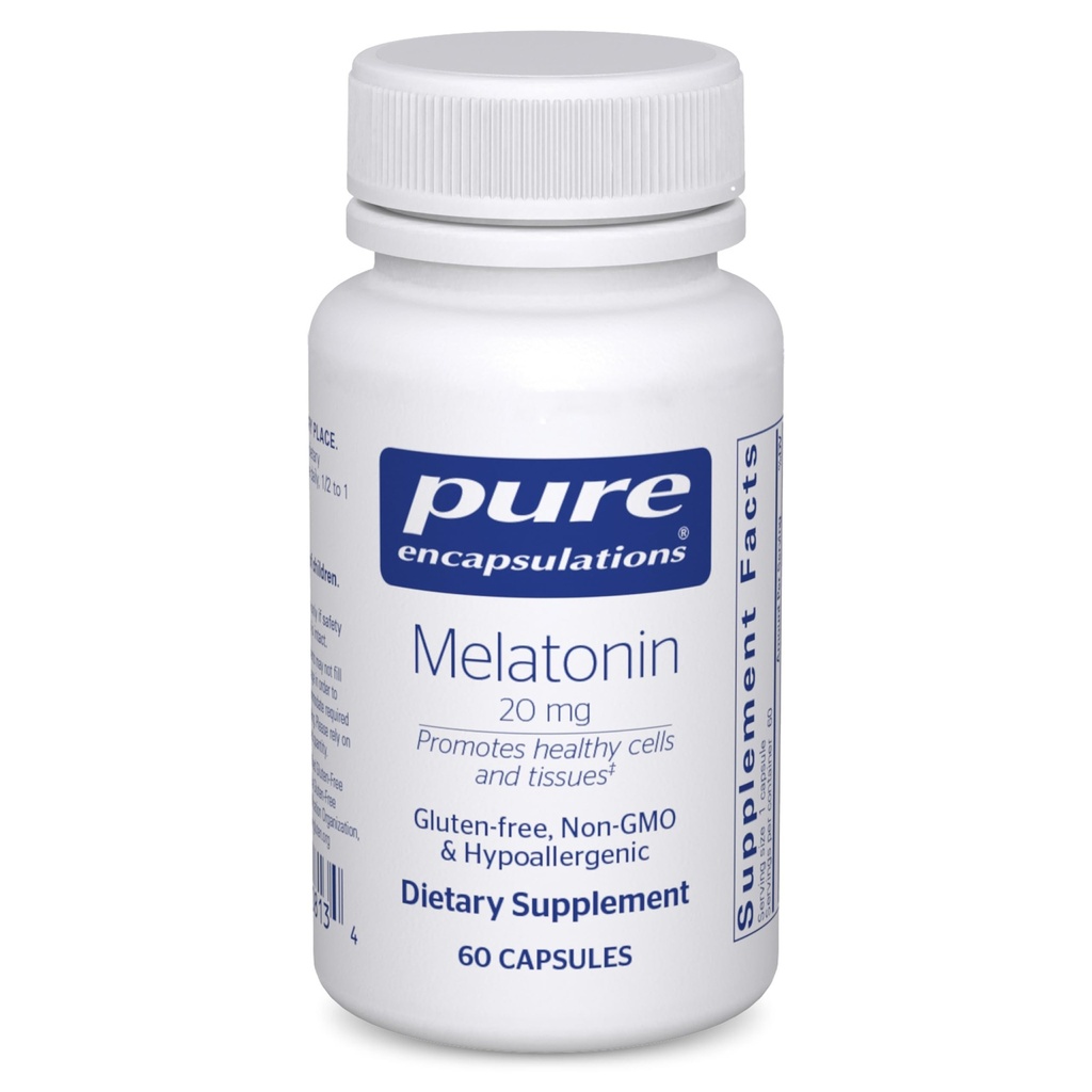 纯封装 Melatonin 20毫克 - 不准备用于睡眠支持 - Immune系统和健康细胞 - 99.5% Purity Melatonin - Gluten Free & Non-GMO - 60 Capsules