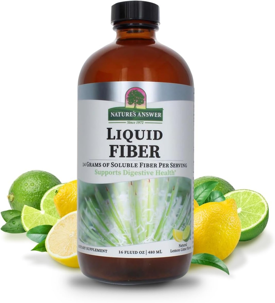 自然之答 Fiber drink 16oz Liquid | Lemon Lime Flavored |支持消化健康 |促进规律 | Gluten - Free, Non-GMO, Vegan, 没有人工火焰或防腐剂 | 单数