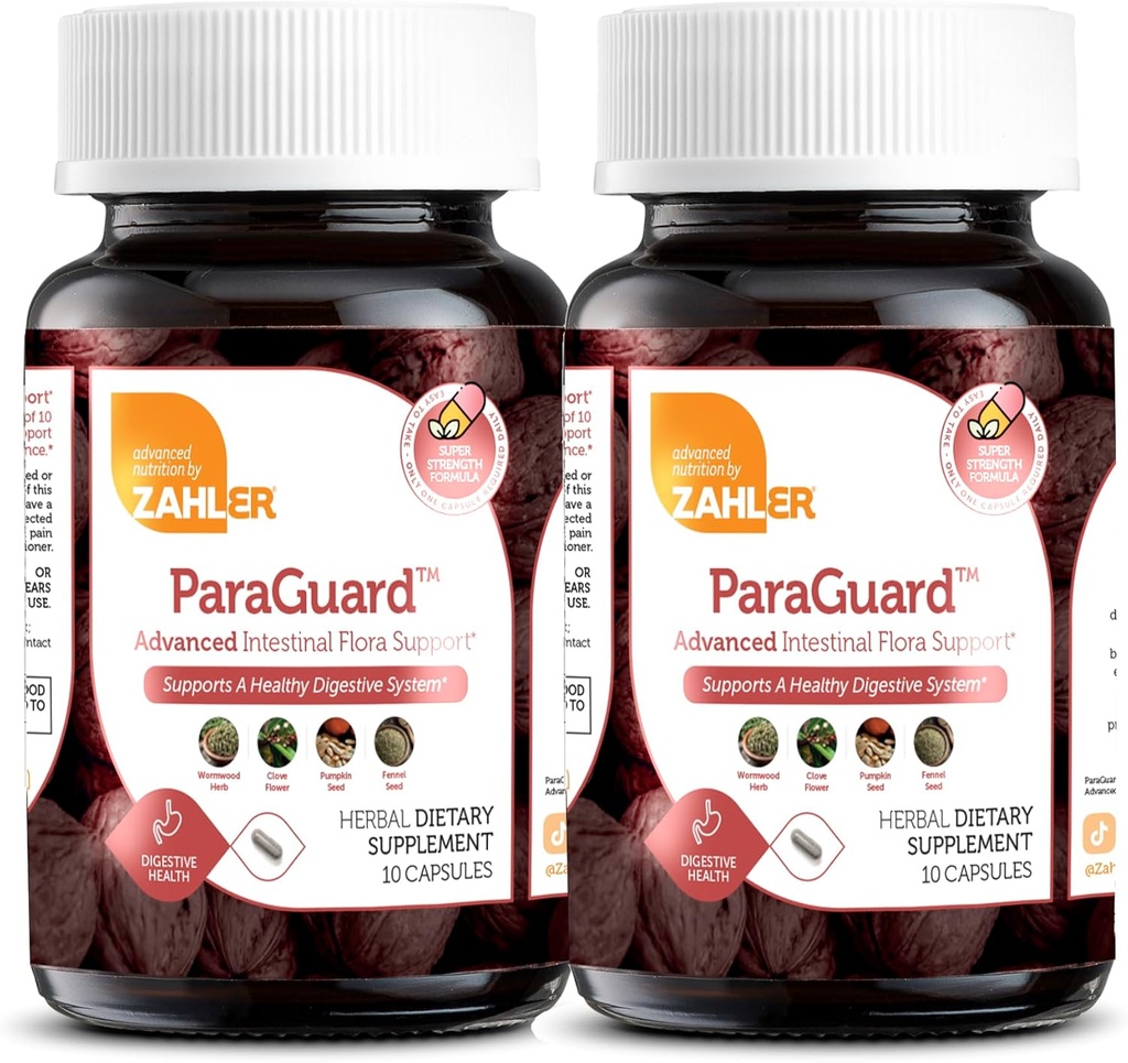 Zahler - ParaGuard Capsules - Gut Health Supplement - 配方有蠕虫木,大蒜块,南瓜种子,Clove & More - 自然支持人类 - 经认证的科舍20 Counter.