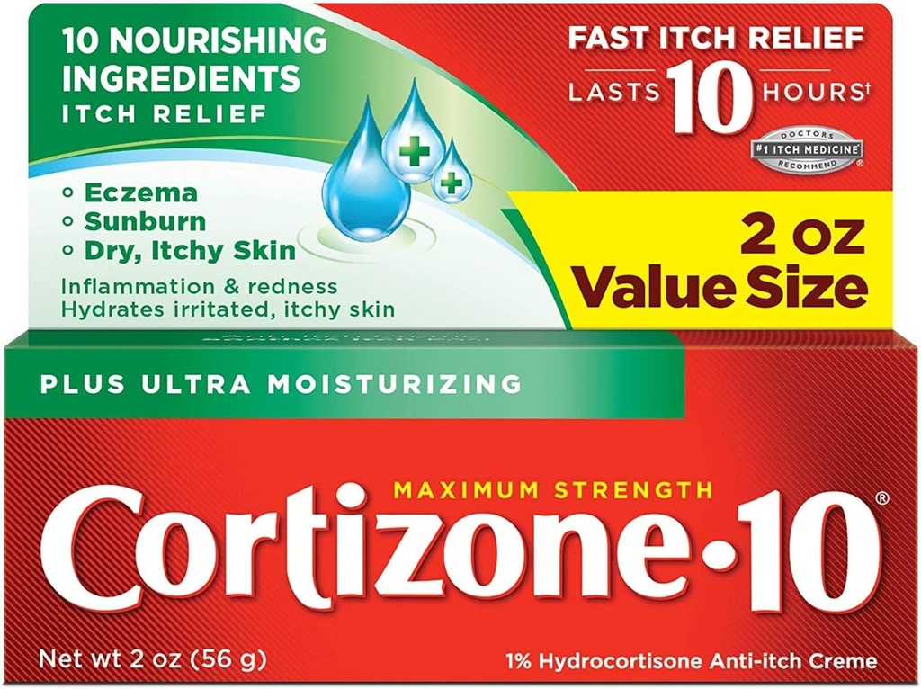Cortizone-10 Plus 最大强度反斜面 Creme 2 oz (Pack of 2)