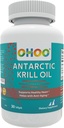 OHOO 南极磷脂油 500mg Omega-3 EPA & DHA 补充剂、磷脂剂、抗氧化剂Astaxanthin、支持健康心脏和抗衰老补充剂,无鱼味余酸,30软胶