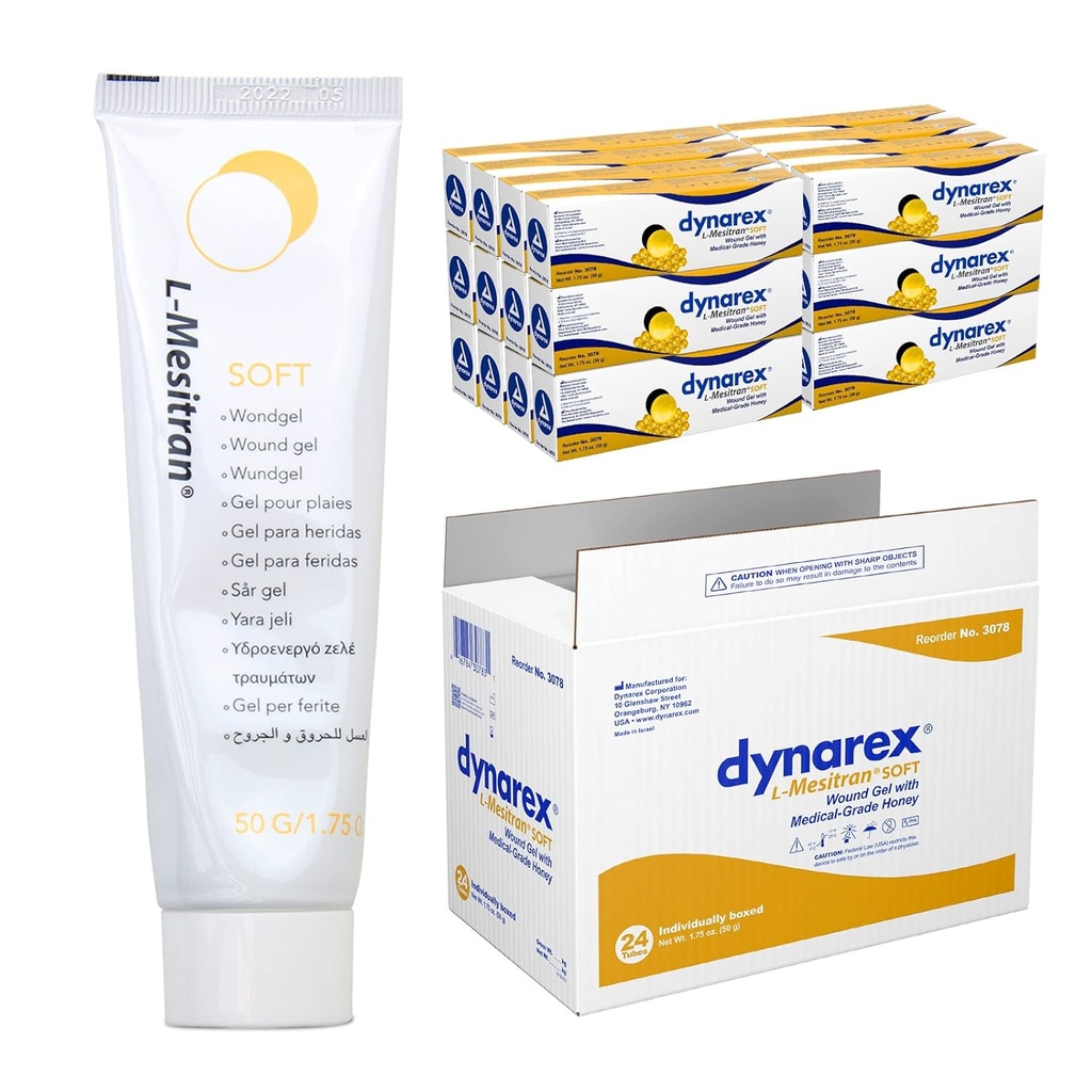 Dynarex Honey L-mesitran 软伤 与医学级蜂蜜的治疗 Gel,1.75 Ounces, 24 Counter