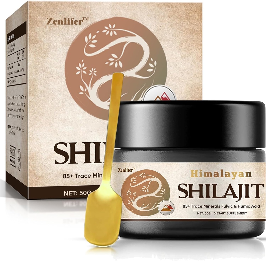 Shilajit纯喜马拉雅有机物Shilajit Resin,耐用性强的天然有机物Shilajit 补充物Resin,配有85+ Trace Minerals & Fulvic Acid for Energy, 免疫支持