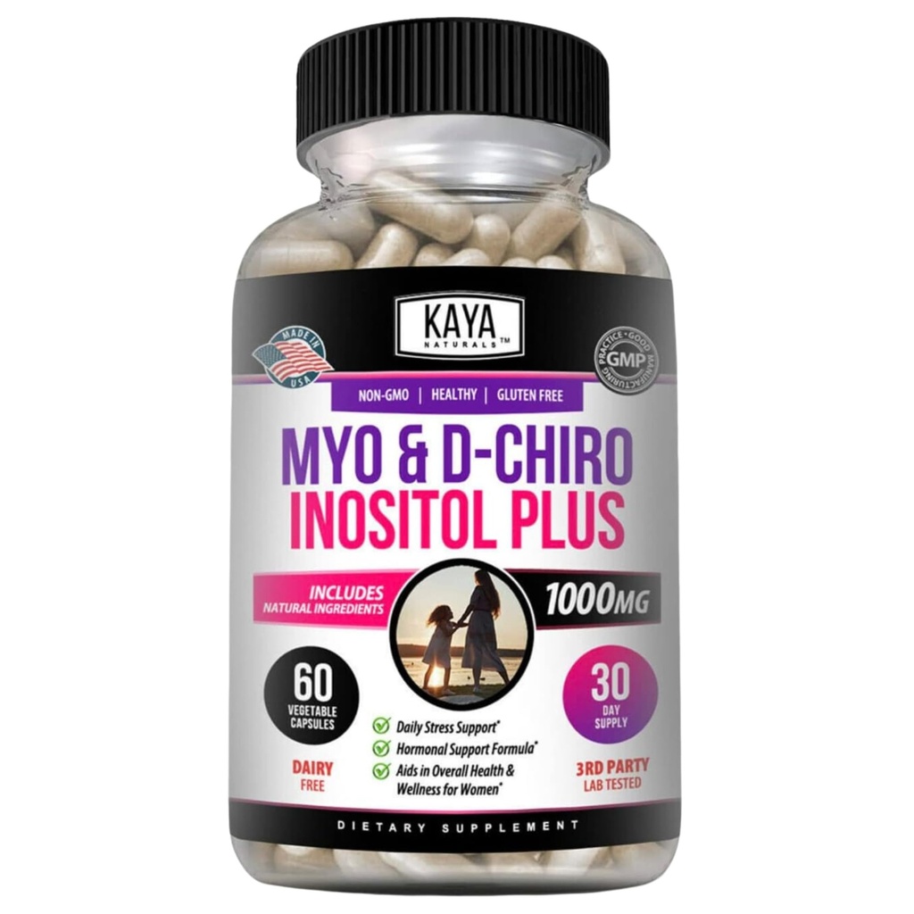 Kaya Naturals Myo & D-Chiro Inositol Plus 支持妇女,维生素B8-60卡普尔