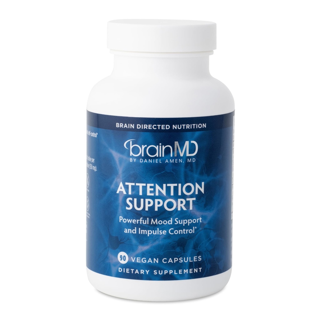 BRAINMD 阿门博士 关注支持 - 90 Capsules - 促进精神焦点和抑制控制 - Gluten Free - 30 services
