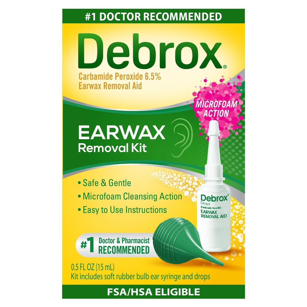 Debrox Ear Wax 切除箱、 Bulb Syringe 和 0.5 Fl Oz Ear Wax 切除箱