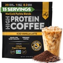 MariGold 高蛋白咖啡 - Iced Vanilla Latte, 20g 草叶蛋白隔热, 能源与工作靴, 2 Shots Organic Espresso, Non-GMO, 1 Net Carb, 1 Lb Bag, 15 services