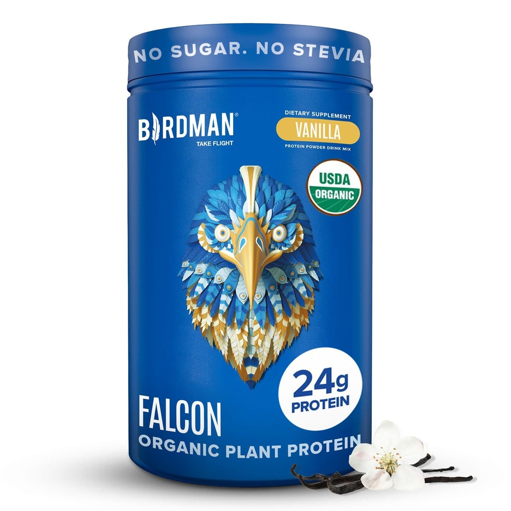 BIRDMAN 猎鹰组织 Vegan 蛋白质 粉末 香草 24g 蛋白质 无糖 蛋白质 低碳酸盐 Keto Friendly 乳品 无乳品 乳糖 无乳品 Non Whey 植物基 Pea 蛋白质 粉末 - 18种