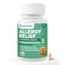 WELMATE - 过敏性缓解 - Fexofenadine HCl 60 mg - 12小时非昏睡性安非他明 - 喷嚏 - Runny Nose - 眼痒、鼻子和喉咙 - 室内和室外过敏性缓解片 - 100个计数