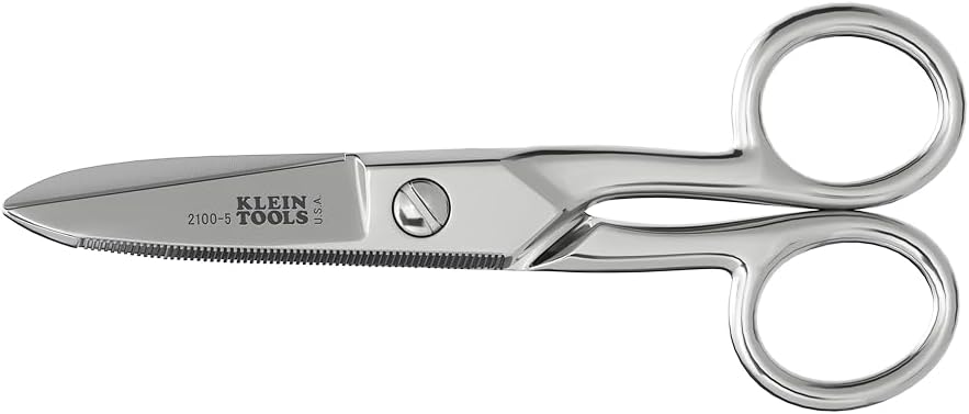 Klein Tools 2100-5 电动剪刀,美国制造,5.25-Inch Concess Scessors for High-Duty Cutry and Low Voltage Work, Multi-Putpose