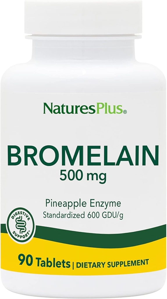 Natures Plus Bromelain - 500 mg, 90 植物药片 - 自然蛋白酶补充 - Gluten-free - 90 服务