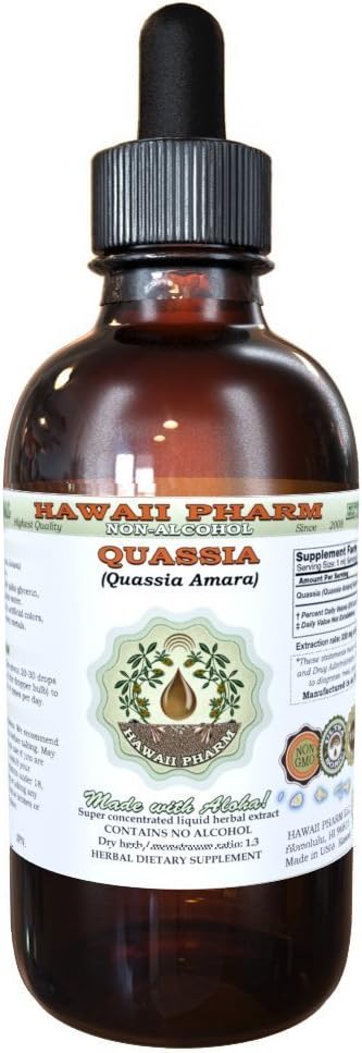 Quassia无酒精液体提取,Quassia (Quassia Amara) Dried Bark Glycerite Natural Herbal 补编,夏威夷药典,美国 2 f.oz