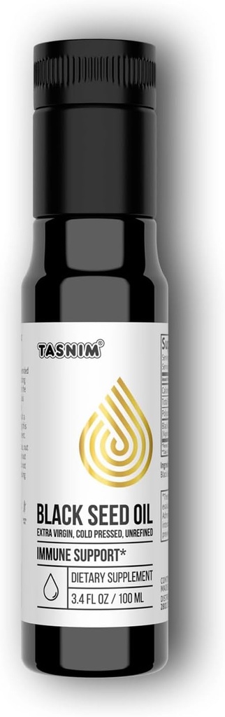 100% 埃塞俄比亚黑种子油 3.4 Fl Oz - 冷压黑种子油用于免疫支持,高概率 5.7% - 21% Thymoquinone 皮肤,毛发和超额健康 - 未精炼黑库明种子油 - Gluten Free