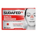 sudafed PE Sinus 消化不良反应药片,最大强度,非醉酒 10 mg Phenylephrine HCI 消毒剂,用于消化Sinus压力和鼻咽消化不良反应,因冷或过敏,36厘米