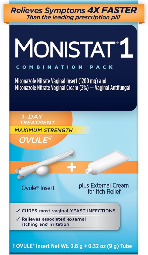 妇女1天的Yeast感染治疗,1个Miconazole Ovule 插入和外部单体