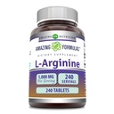 惊人的公式 L- Arginine 1000 mg 板块 + 男女氨酸补充 → 非GMO → Gluten Free + 在美国制造(240个计数)