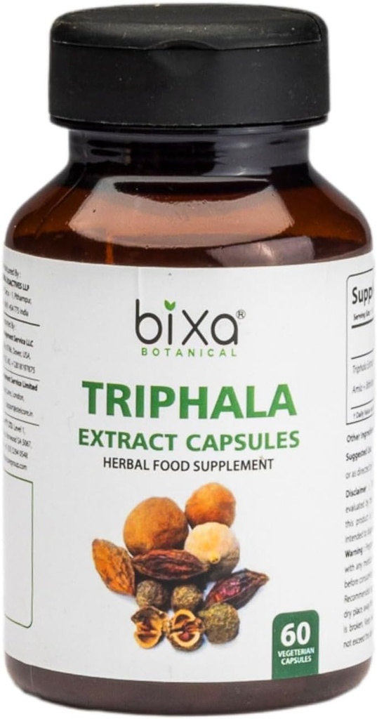 bix BOTANICAL Ayurvedic 天然草药补充 Triphala 提取瓶,用于健康消化和吸收营养物(Amla + Haritaki + Bibhitak)(60 Counter (Pack of 1))