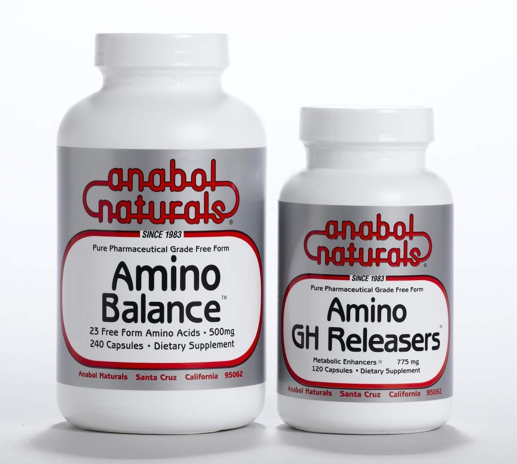 Physique Stack - Amino 平衡 240 盖 与 BCAA 和 EAA 的 完全自由形式公式,用于肌肉恢复 。 氨基GHR释放剂 120帽 与L-Arginine和L-Glutamine合作促进利安肌肉生长