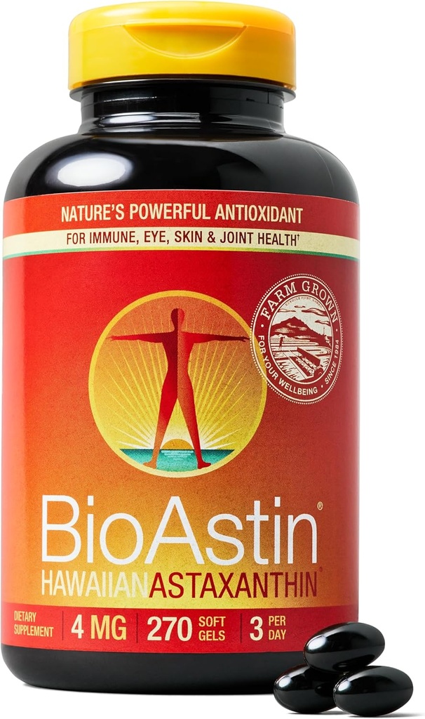 Nutrex Hawaii BioAstin Hawaiian Astaxanthin - 4mg, 270软胶 - 农场-二氧化二铵抗氧化剂补充剂支持眼,皮肤,联合和免疫系统健康 - 非GMO和无胶体