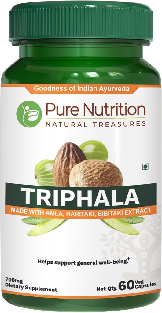 纯营养 Triphala 提取 700mg - 60 caps (extract Equiv. to 1900mg Triphala 水果粉) 非 GMO – Once Daily – | 60天供应.