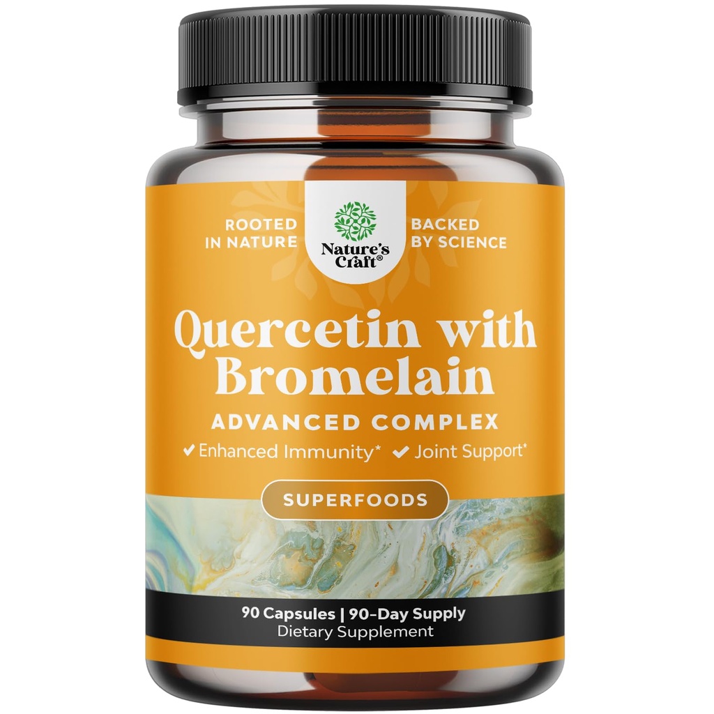 纯素素与布洛梅兰补充剂 免疫援助-高素素素 Quercetin 500mg Capsules 配布洛梅兰 用于免疫支持和呼吸-营养呼吸补充剂-90Ct