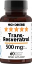 转录Reveratrol 500 mg - 60 Veg Capsules | 250 mg / Capsule - 服务大小 2 capsules:500 mg - 30
