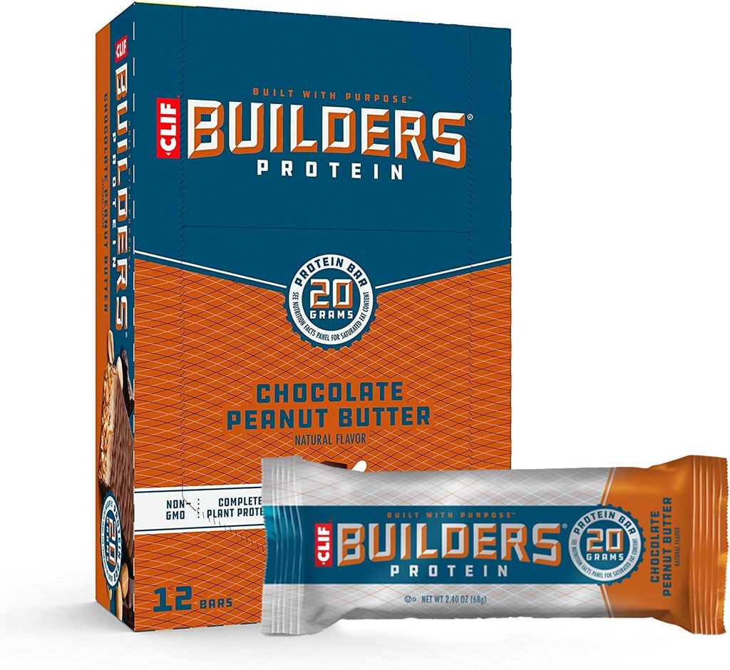 克里夫建构器 - 蛋白棒 - 巧克力花生酱 Flavor - 20g 蛋白质 - Gluten Free(2.4 Ounce, 12 Counter)