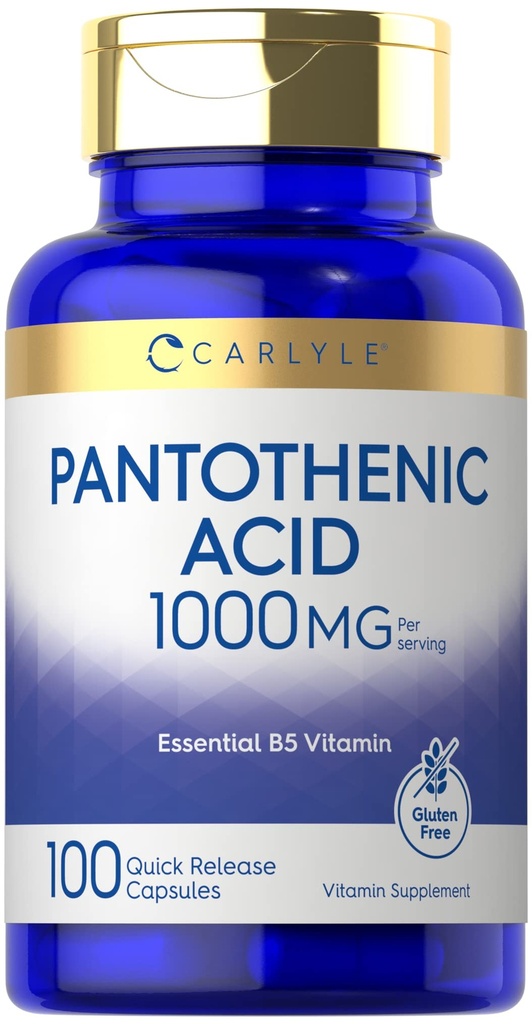 Carlyle Pantothenic Acid 1000mg 100 Capsules 必需的B5维生素 → Non-GMO, Gluten Free Supplement