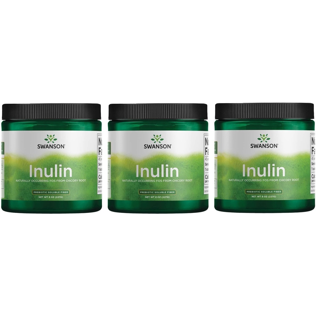 Swanson Inulin - 预生可溶性纤维粉剂促进消化性健康 - 来自Chicory Root的自然产生FOS 支持总的古特性能 - (每个8 oz)(3包)