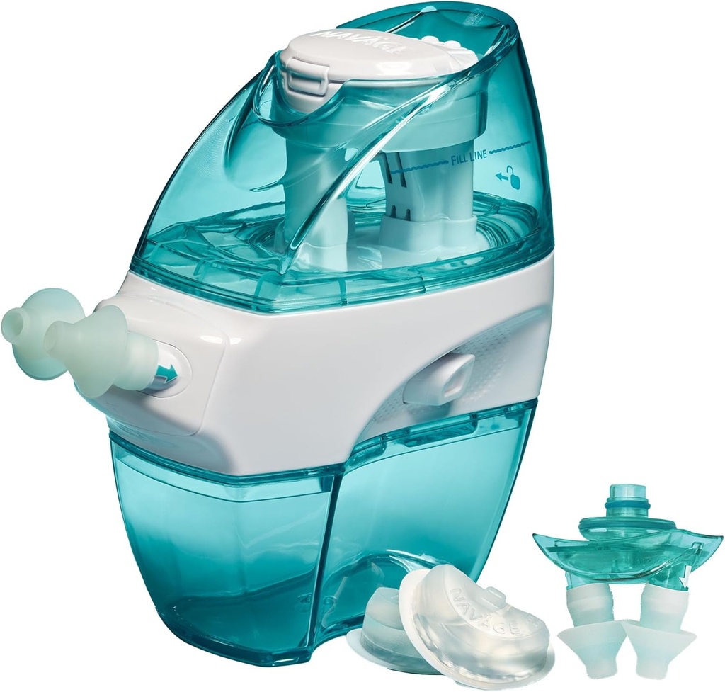 导航多用户箱-导航灌溉系统-saline Nasal Rinse Kit,配有1个鼻水清洁器、30个盐锅,以及鼻水枕头的外鼻水码头和配对