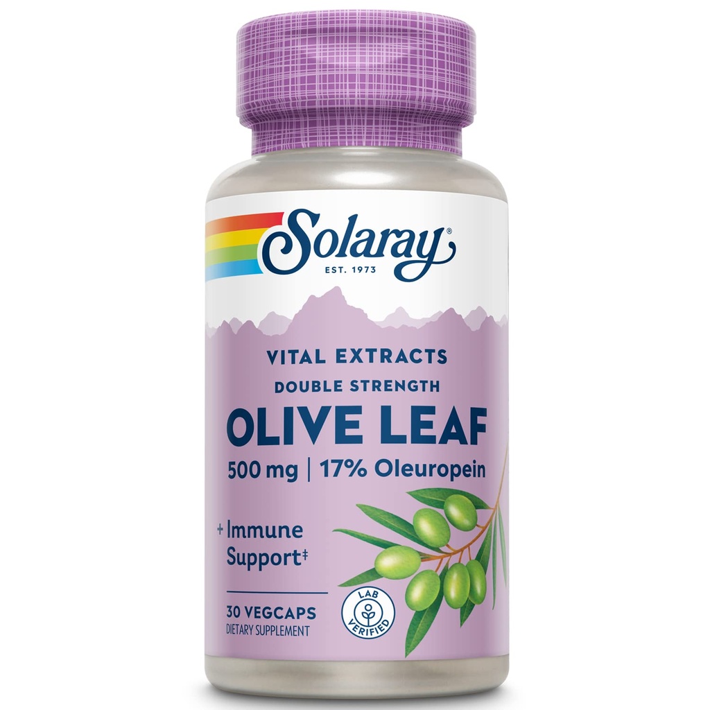 SOLARAY 保证有潜力的橄榄叶提取 双强,Veg cap (Btl-Plastic) 500mg | 30ct