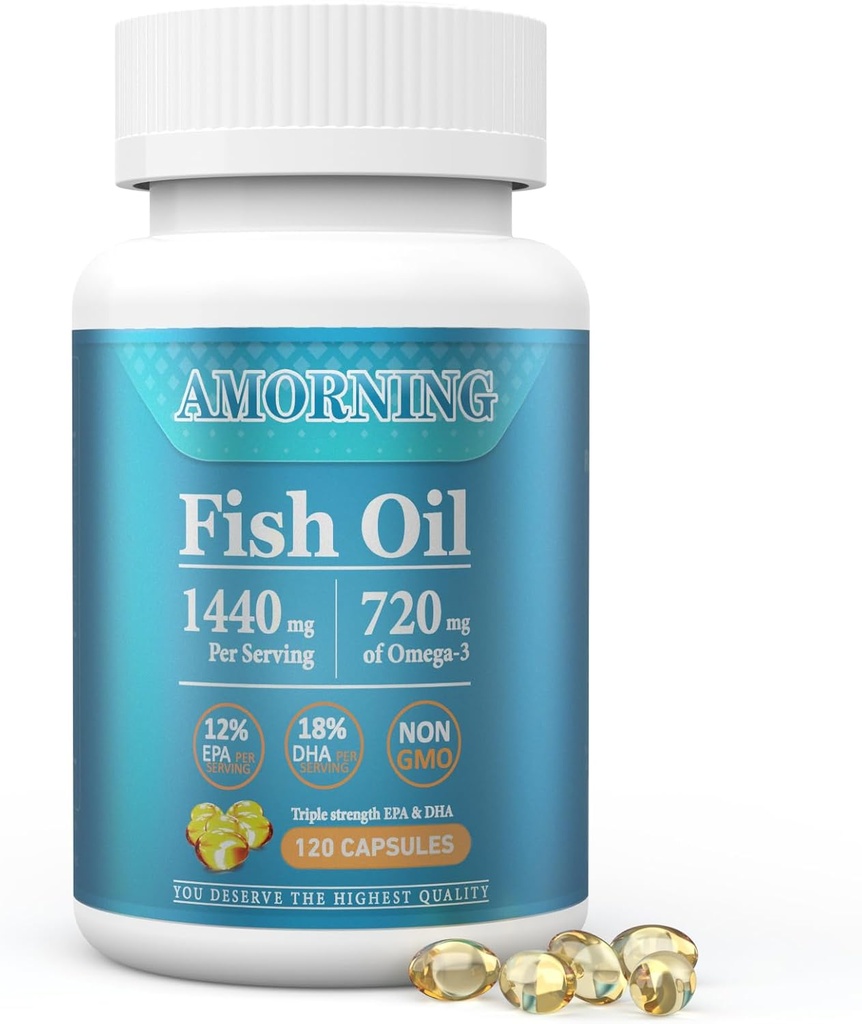 Fish-Oil Omega3-EPA DHA - 补充Burpless-Softgels - 120 Capsules 1440 mg / service mini Signal 健康心脏支持脂肪酸补充剂 帮助维持健康的三重脂水平
