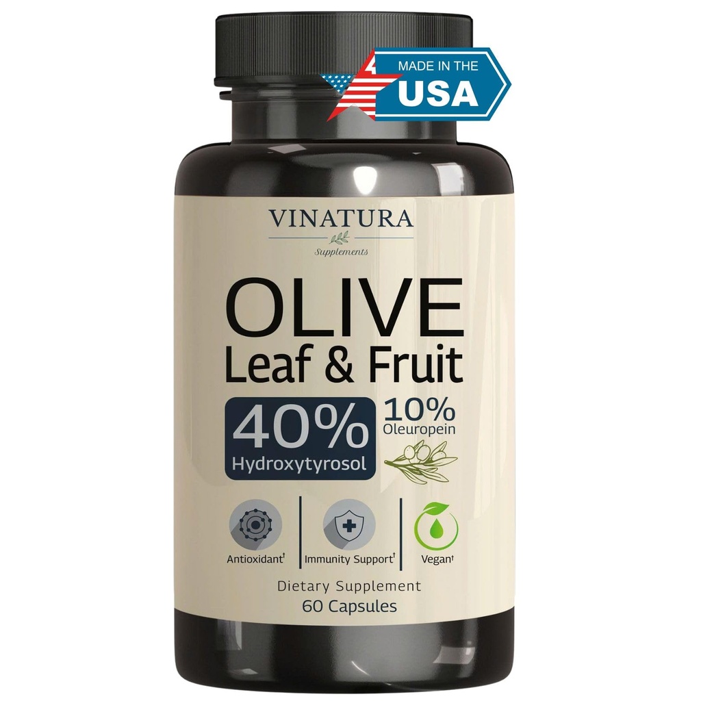 维生素Hydroxytyrosol补充剂,橄榄叶提取剂——40%Hydroxytyrosol橄榄果提取剂,50%Oleuropein橄榄叶提取剂——60个Capsules
