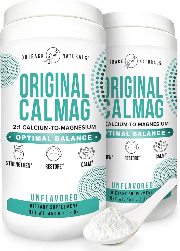 高吸收率 2:1 CalMag Calcium and Magnesium Citrate Supplement - Pure Calcium Malate Powder - 支持压力缓解,睡眠和骨力 - 矿物饮料 - 16.5 oz(包2)
