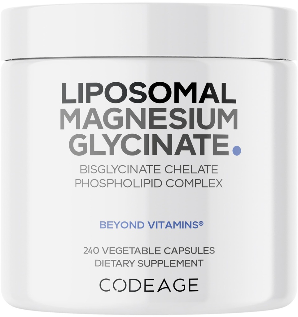 编码 Liposomal 镁甘油补充剂,2-Month 供料,Bisglycine 镁Chelate,Chelated Magnesium 矿物药丸,BioPerine Black Pepper 维生素 Capsules, Non-GMO Vegan, 240 吨