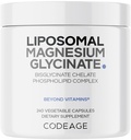编码 Liposomal 镁甘油补充剂,2-Month 供料,Bisglycine 镁Chelate,Chelated Magnesium 矿物药丸,BioPerine Black Pepper 维生素 Capsules, Non-GMO Vegan, 240 吨