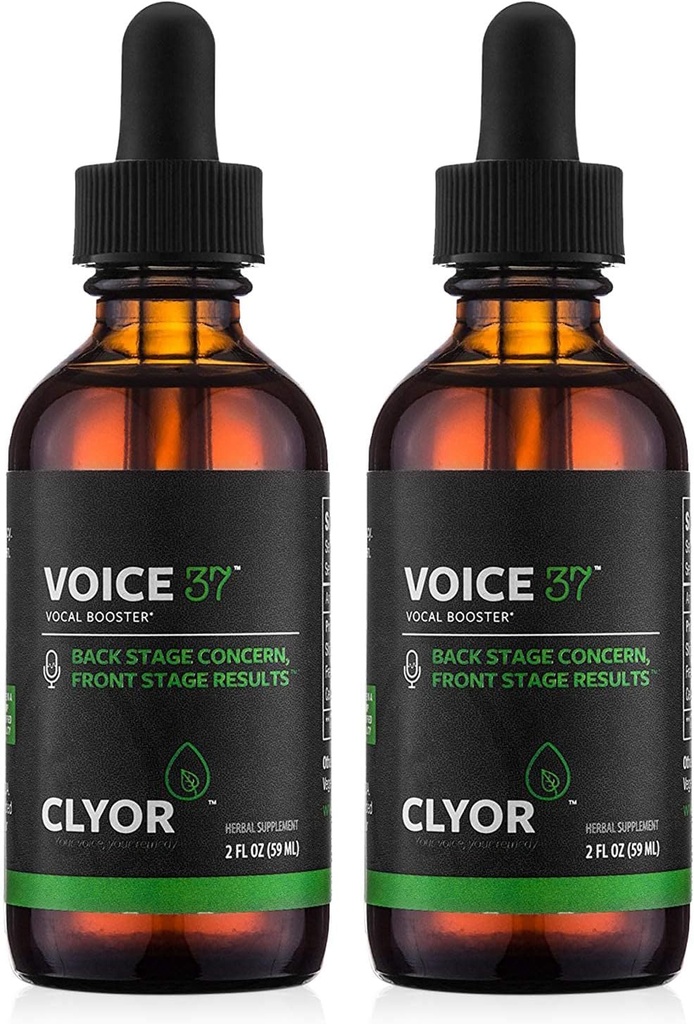 CLYOR Voice37 - 歌手语音补救 - 2 Pack All Natural Herbal Vocal Booster Formation to Lubricate Soothe and Relieve Hoarseness Dry Hitchy Throat - 增强唱歌和说话能力 - 2 oz - VOICE37