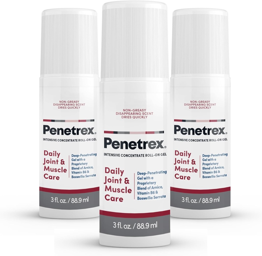 Penetrex 联合与肌肉疗法 - Soothing Gel for Back, Neck, Hands, Feet - Premium 整体 Rub with Arnica, Vitamin B6 & MSM - 3oz Roll On Gel (3-Pack) (中文(简体) ).