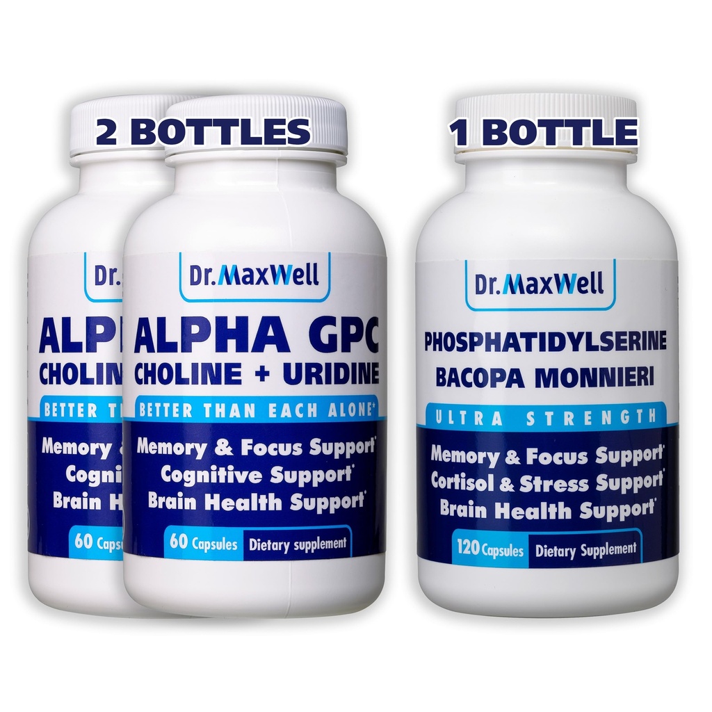 Alpha GPC & Uridine 2X 60 Capsules + Phosphatidylserine & Bacopa 1x 120 Capsules, 2个月供应量